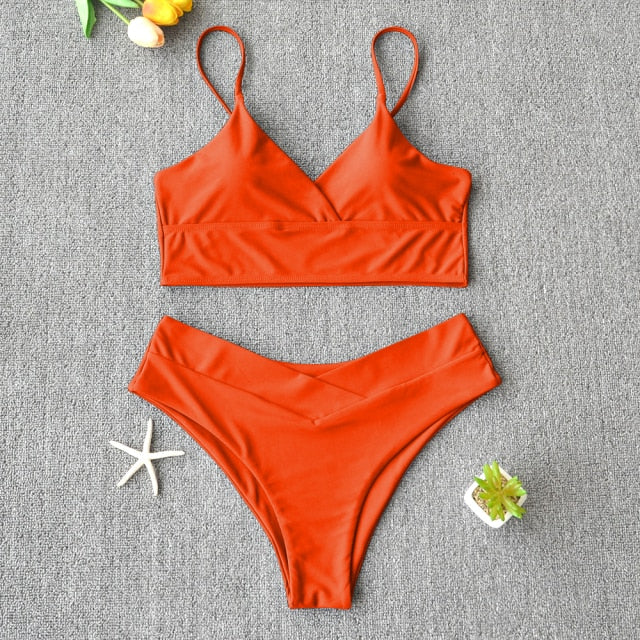 Solid Push-Up Vest Bikini Set - LEPITON