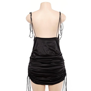 Solid Spaghetti Straps Backless Sleeveless Dress - LEPITON