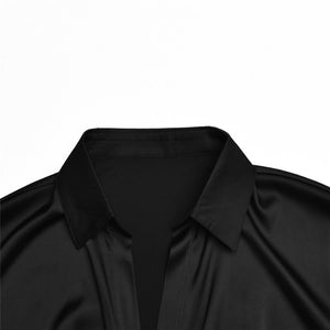 Stylish V-Neck Petal Sleeve Irregular Loose Shirt - LEPITON