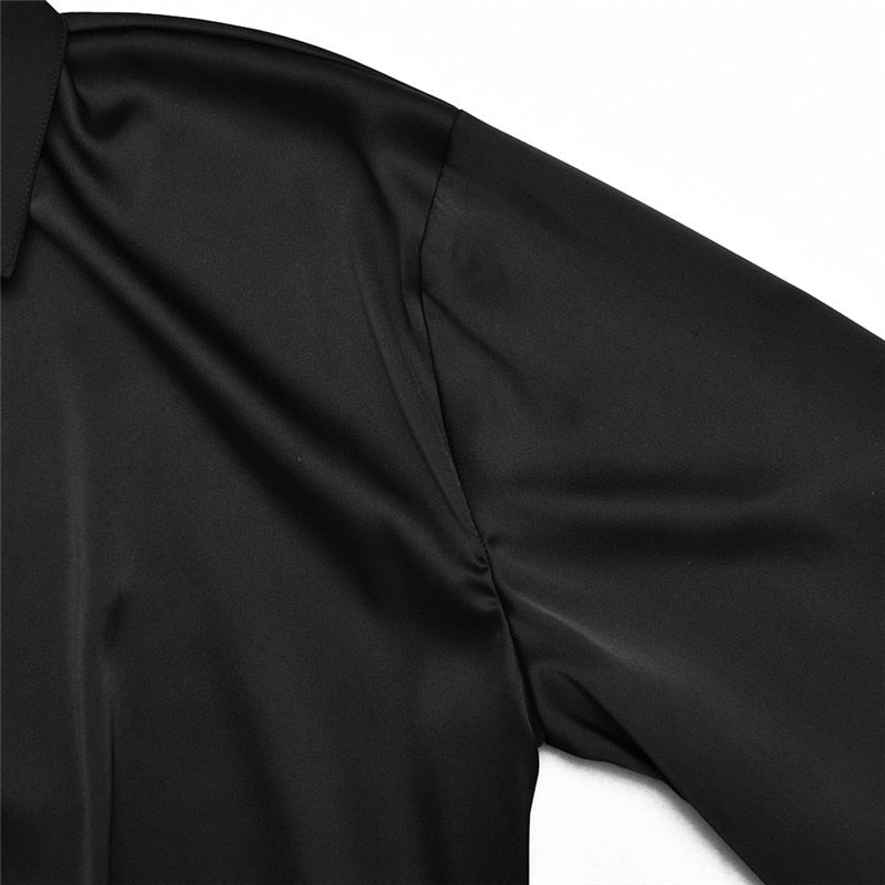 Stylish V-Neck Petal Sleeve Irregular Loose Shirt - LEPITON