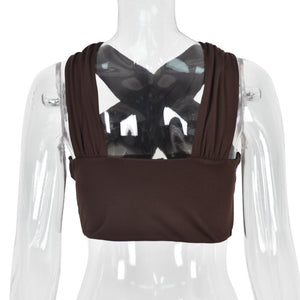 Criss-Cross Sleeveless Cut-Out Crop Top - LEPITON