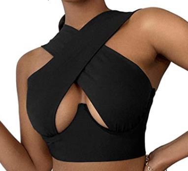 Criss-Cross Sleeveless Cut-Out Crop Top - LEPITON