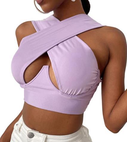 Criss-Cross Sleeveless Cut-Out Crop Top - LEPITON