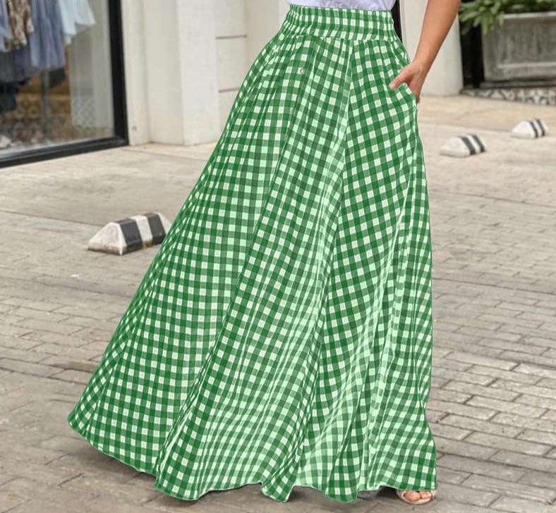 Bohemian Plaid A-Line Maxi Skirt - LEPITON
