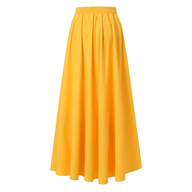 Elegant High-Waist Solid Loose A-Line Maxi Skirt - LEPITON
