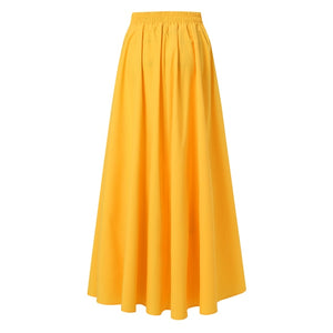 Elegant High-Waist Solid Loose A-Line Maxi Skirt - LEPITON