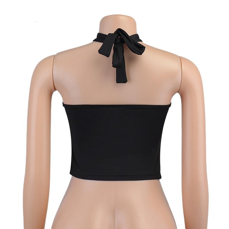 Halter Backless Cut-Out Metal Chain Crop Top - LEPITON