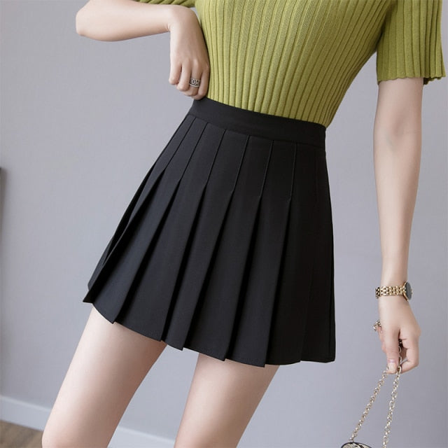 Pleated High-Waist Chic A-Line Mini Skirt - LEPITON