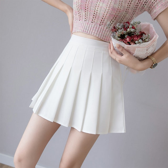 Pleated High-Waist Chic A-Line Mini Skirt - LEPITON