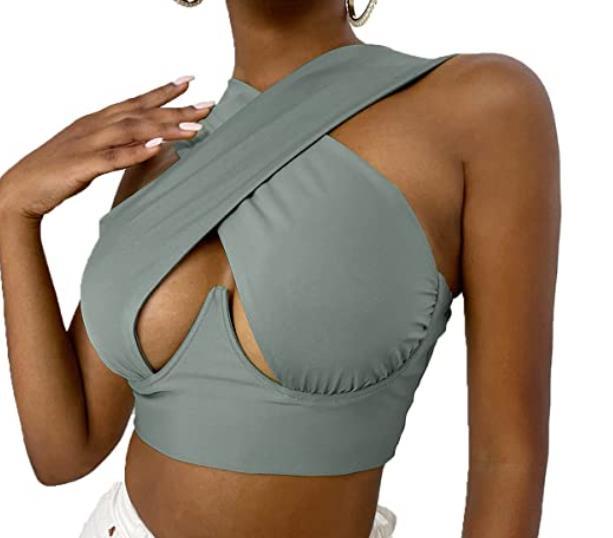 Criss-Cross Sleeveless Cut-Out Crop Top - LEPITON