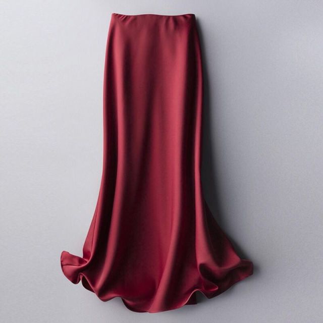 Elegant Silk Midi Skirt - LEPITON