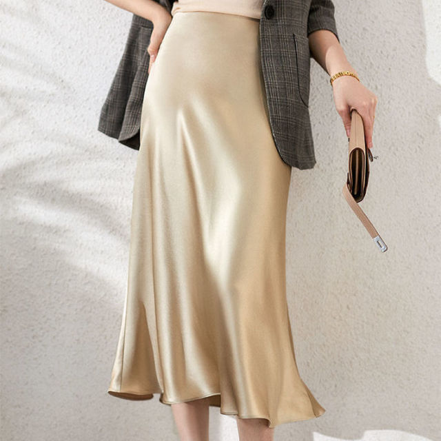 Elegant Silk Midi Skirt - LEPITON