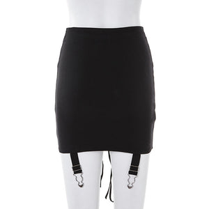 Aesthetic Patchwork High-Waist Bodycon Eyelet Lace-Up Mini Skirt - LEPITON