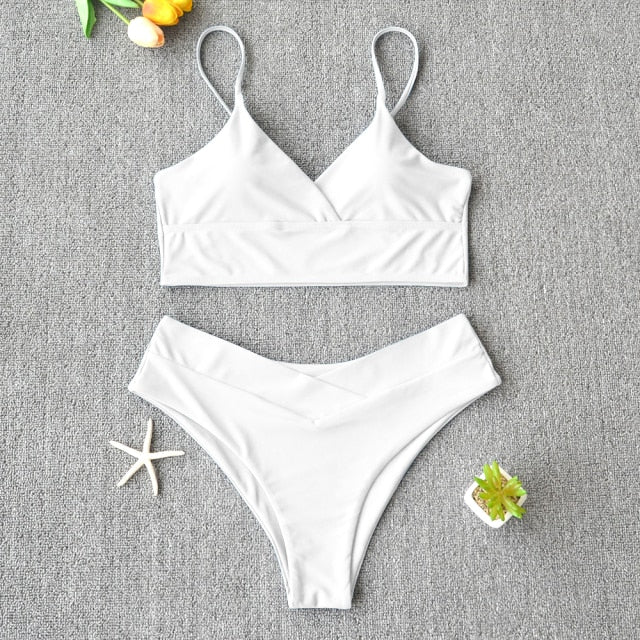 Solid Push-Up Vest Bikini Set - LEPITON