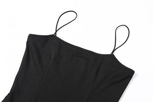 Elegant Spaghetti Strap Backless Split Long Dress - LEPITON