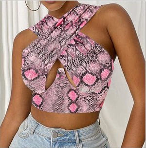 Criss-Cross Sleeveless Cut-Out Crop Top - LEPITON