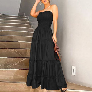 Stylish Vintage Solid Maxi Dress - LEPITON