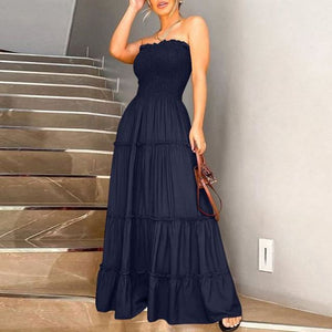 Stylish Vintage Solid Maxi Dress - LEPITON