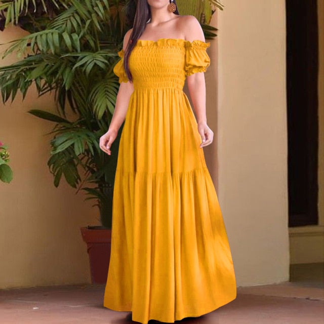 Stylish Vintage Solid Maxi Dress - LEPITON