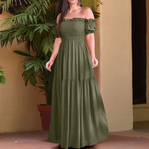 Stylish Vintage Solid Maxi Dress - LEPITON