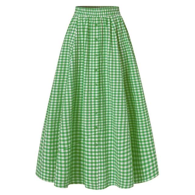 Bohemian Plaid A-Line Maxi Skirt - LEPITON