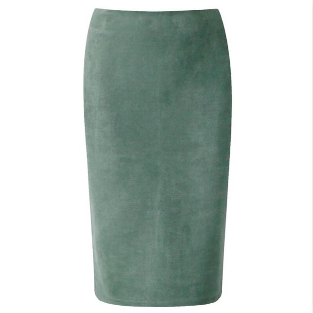 Suede High-Waist Midi Pencil Skirt - LEPITON