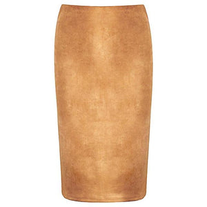 Suede High-Waist Midi Pencil Skirt - LEPITON