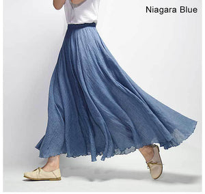 Casual High Waist Linen Maxi Skirt - LEPITON