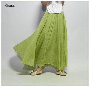 Casual High Waist Linen Maxi Skirt - LEPITON