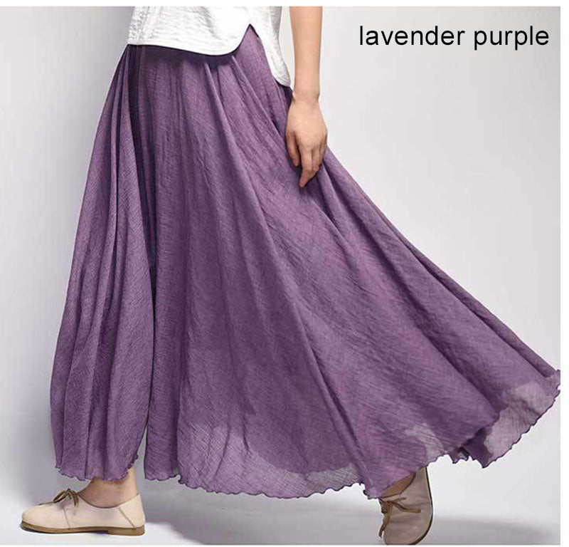 Casual High Waist Linen Maxi Skirt - LEPITON