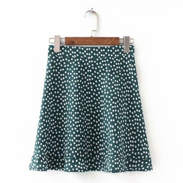 Floral Ruffles Hem High-Waist Skirt - LEPITON