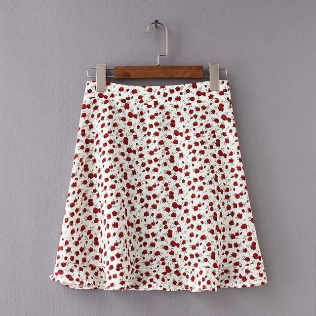 Floral Ruffles Hem High-Waist Skirt - LEPITON