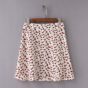 Floral Ruffles Hem High-Waist Skirt - LEPITON