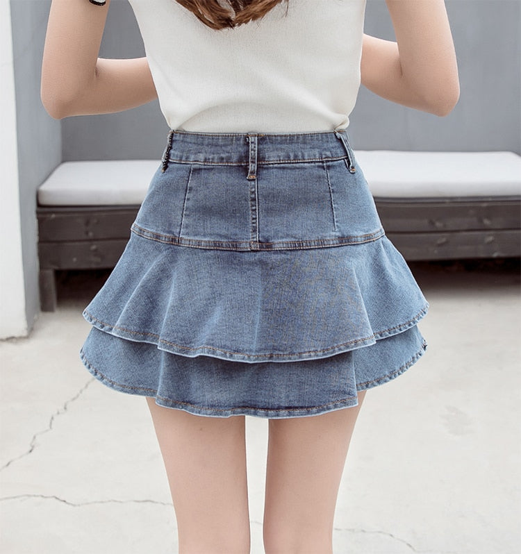 Retro Denim Shorts Skirt - LEPITON